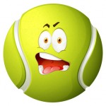Tennis ball with silly face illustration